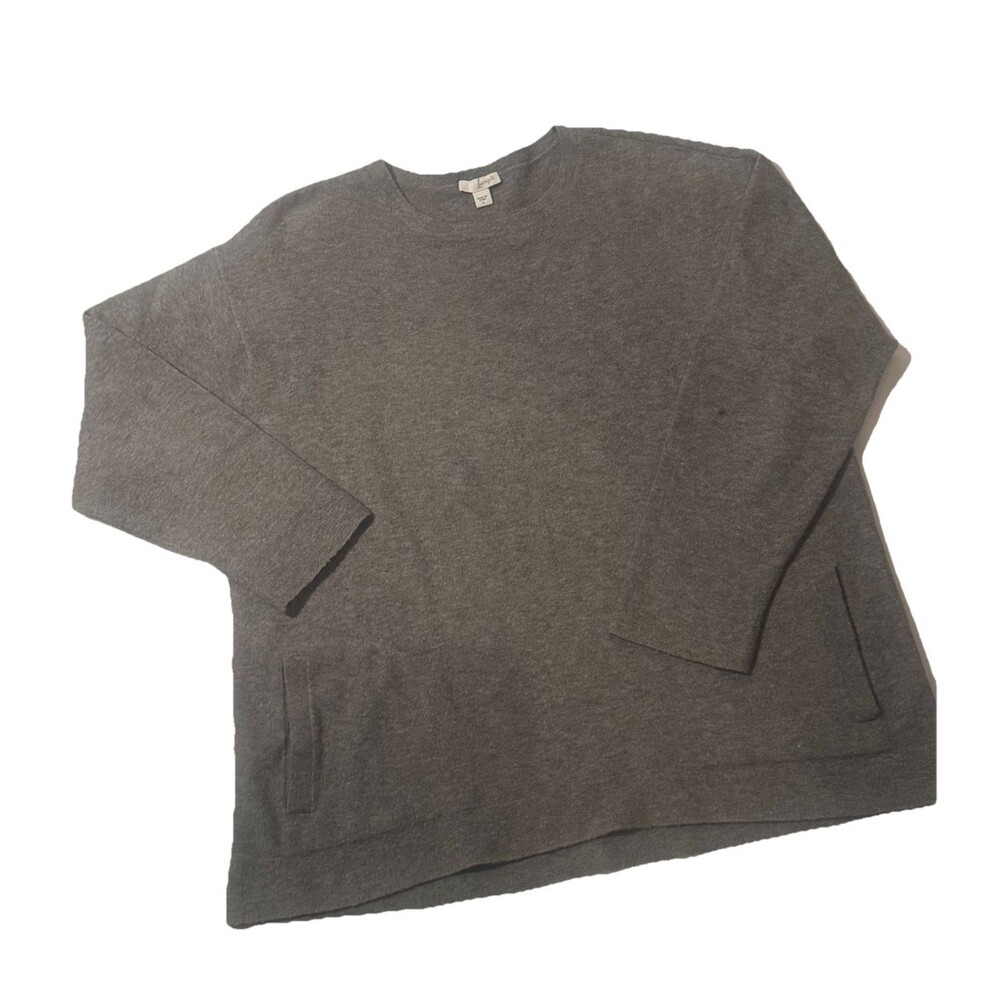 Purejill Sweater Womens LG Gray Alpaca Wool Blend Pullover Pockets Casual J Jill